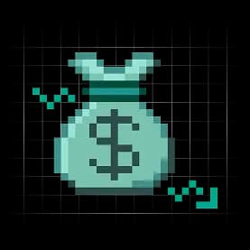 Pixel-art money bag illustration