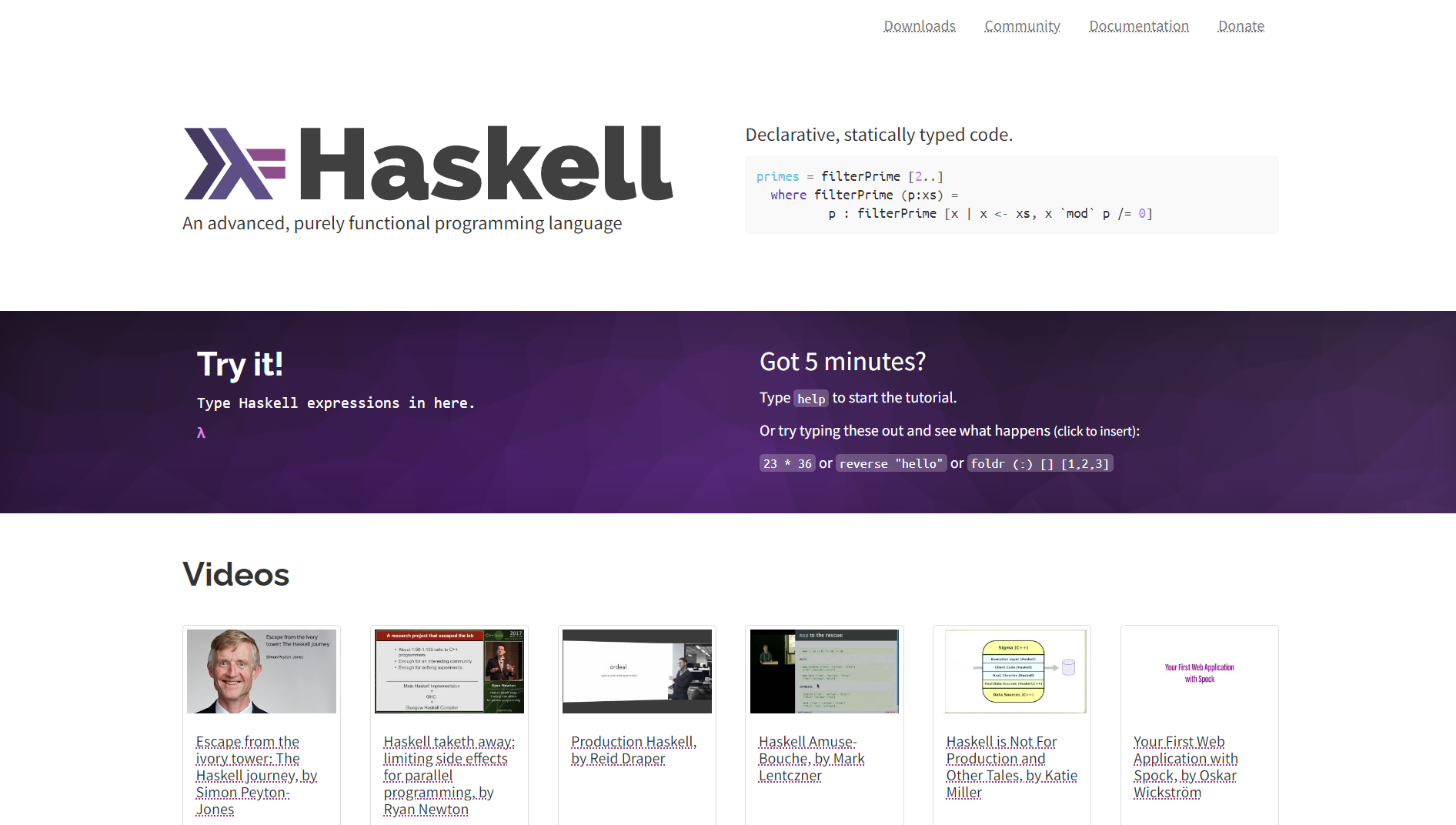 Haskell landing page