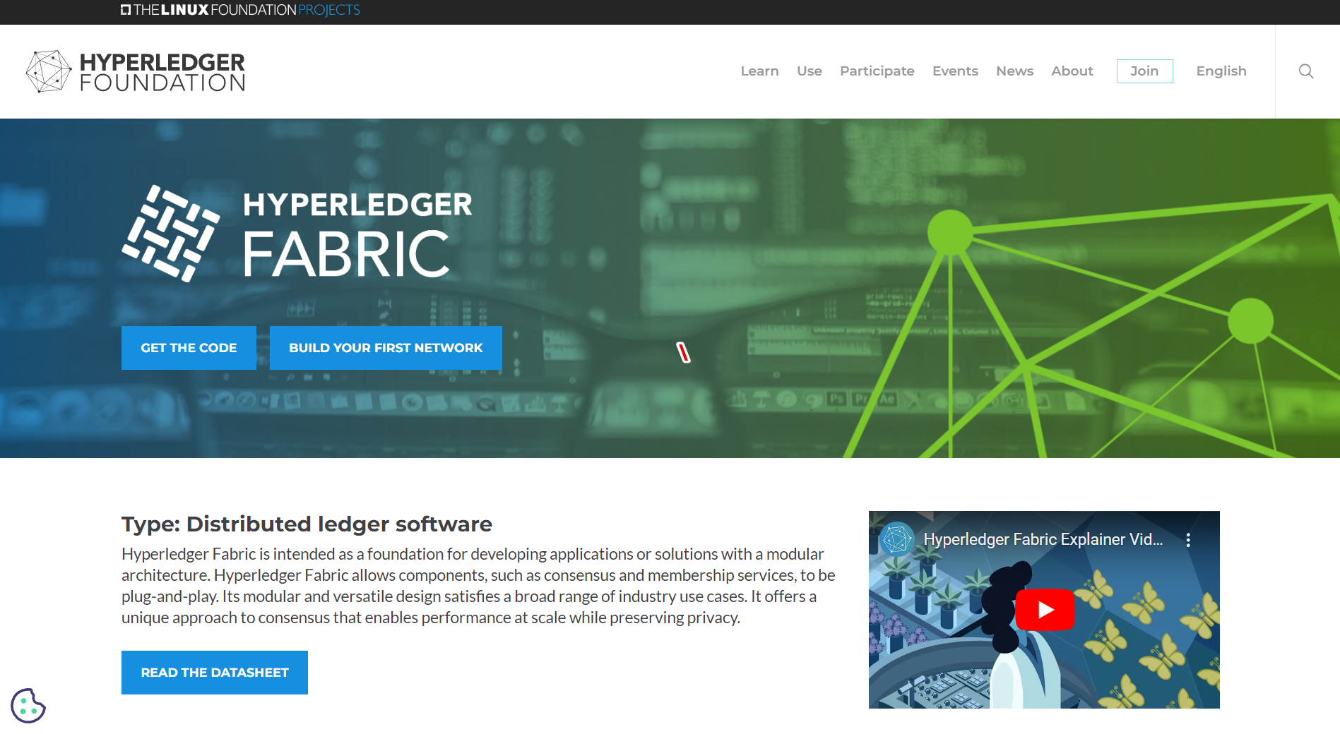 Hyperledger fabric landing page