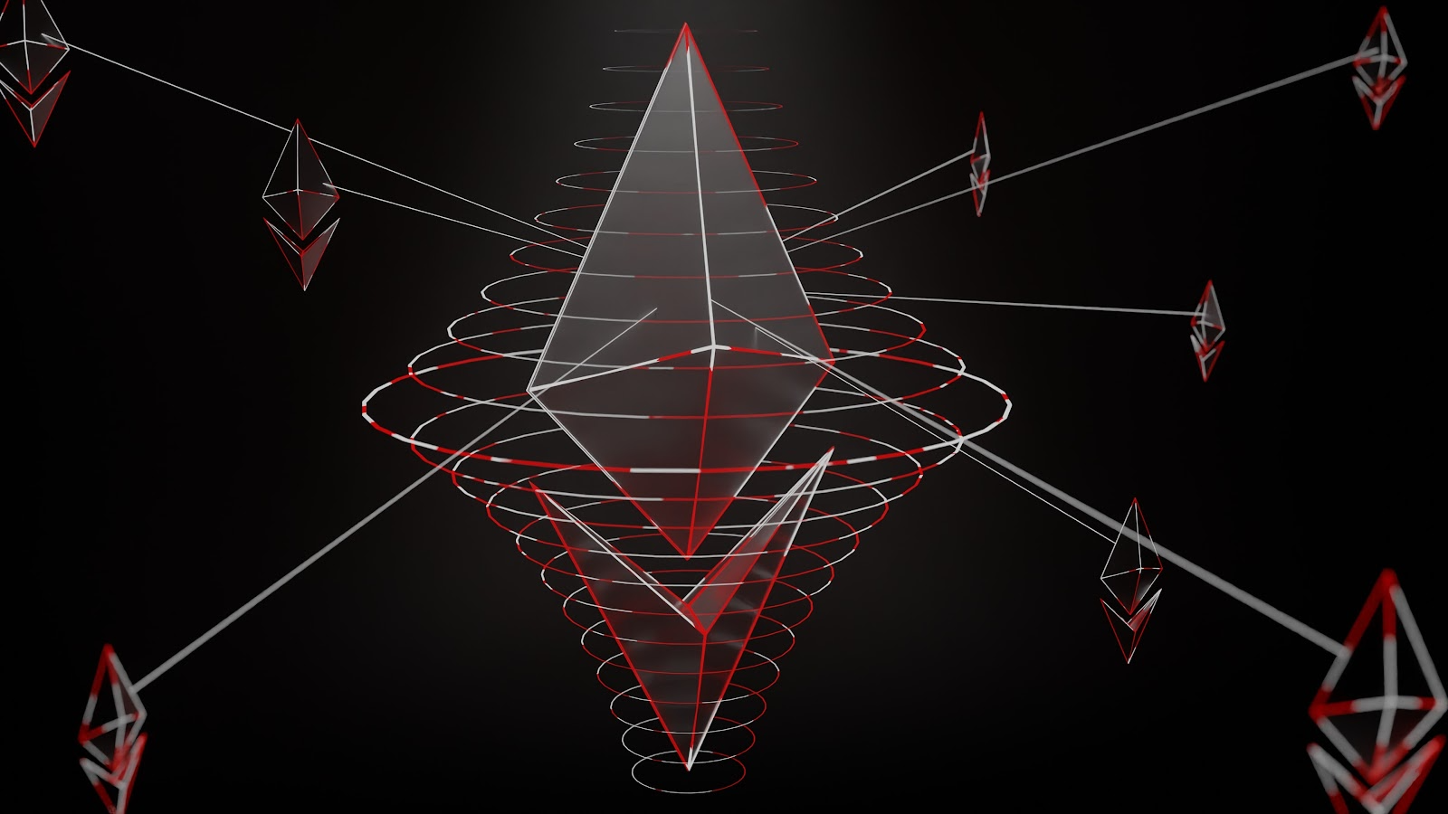 one main ether connected to many little different ether logos