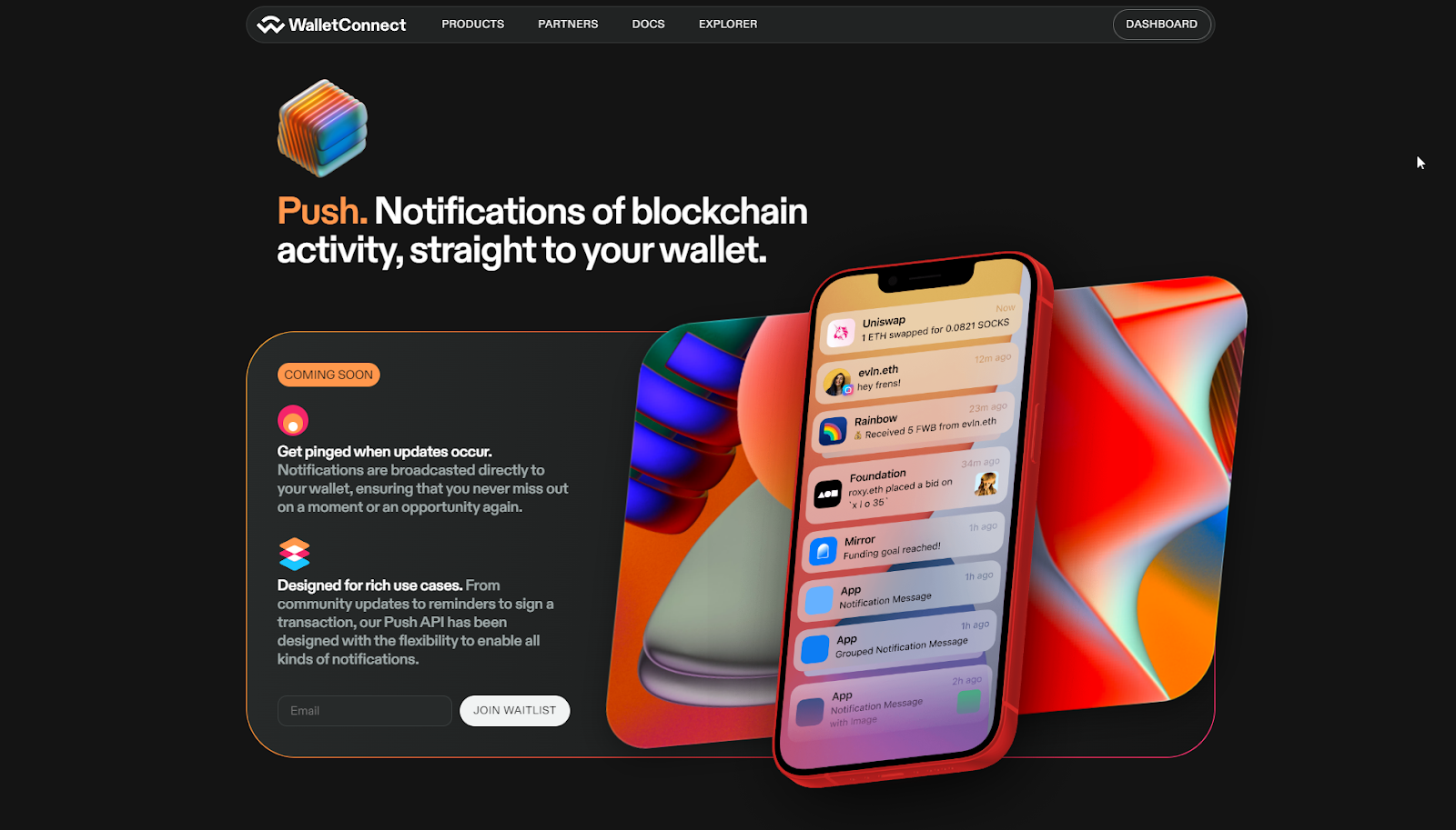 Wallet Connect Push homepage